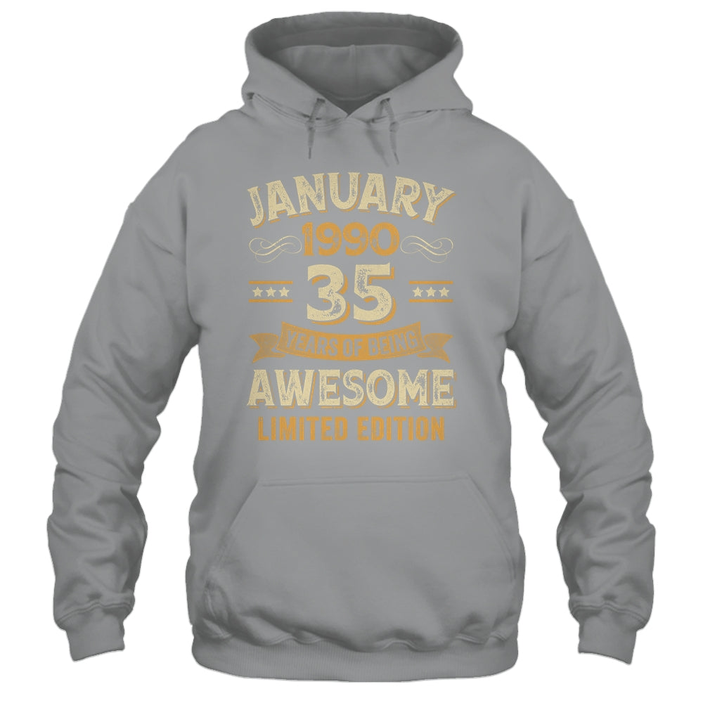 35 Years Awesome Vintage January 1990 35th Birthday Shirt & Hoodie | siriusteestore