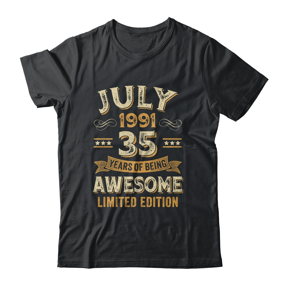 35 Years Awesome Vintage July 1991 35th Birthday Shirt & Hoodie | siriusteestore