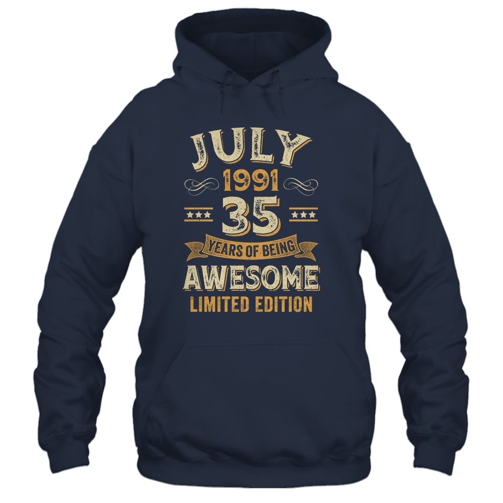 35 Years Awesome Vintage July 1991 35th Birthday Shirt & Hoodie | siriusteestore