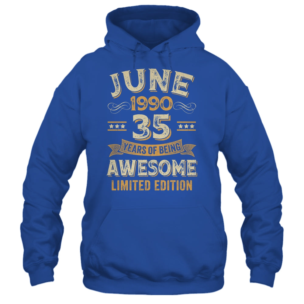 35 Years Awesome Vintage June 1990 35th Birthday Shirt & Hoodie | siriusteestore