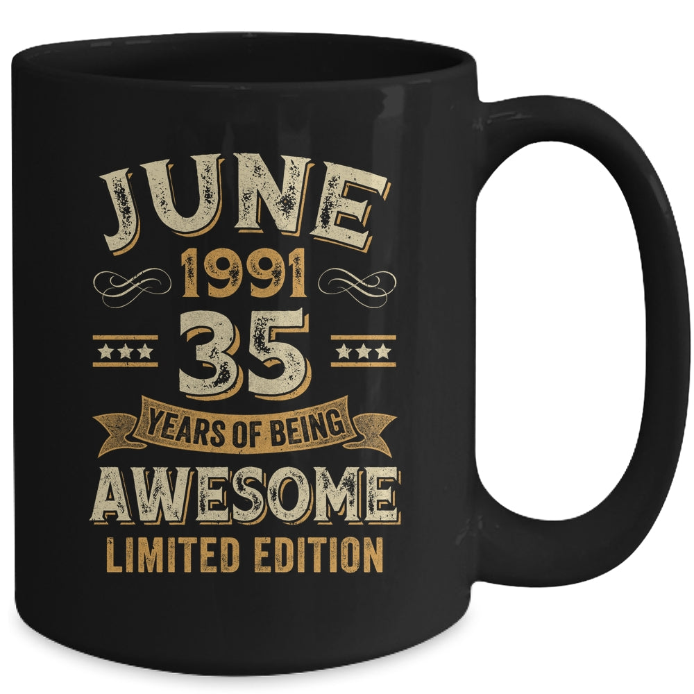 35 Years Awesome Vintage June 1991 35th Birthday Mug | siriusteestore