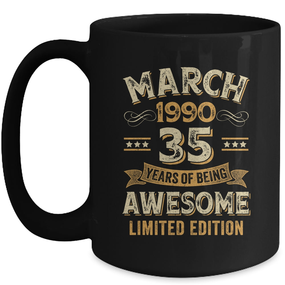 35 Years Awesome Vintage March 1990 35th Birthday Mug | siriusteestore