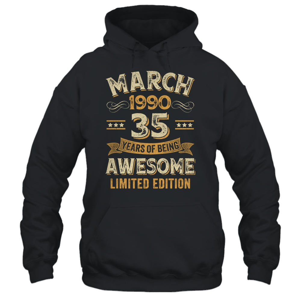 35 Years Awesome Vintage March 1990 35th Birthday Shirt & Hoodie | siriusteestore