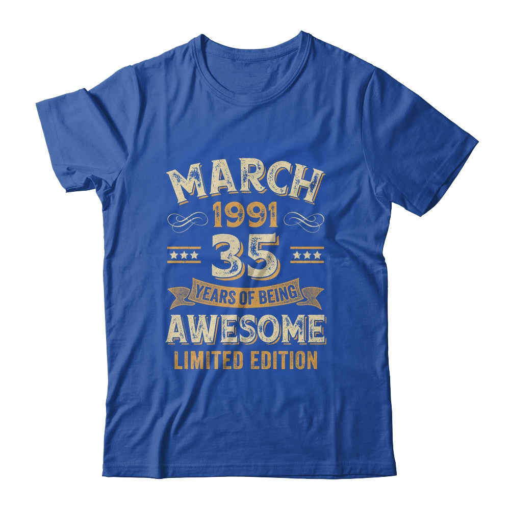 35 Years Awesome Vintage March 1991 35th Birthday Shirt & Hoodie | siriusteestore