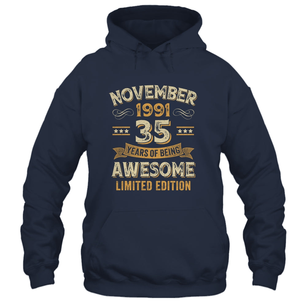 35 Years Awesome Vintage November 1991 35th Birthday Shirt & Hoodie | siriusteestore