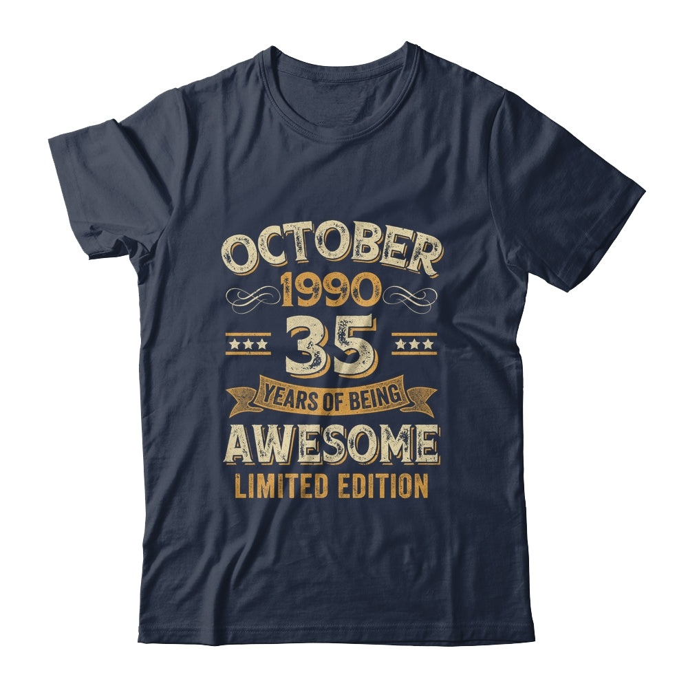 35 Years Awesome Vintage October 1990 35th Birthday Shirt & Hoodie | siriusteestore