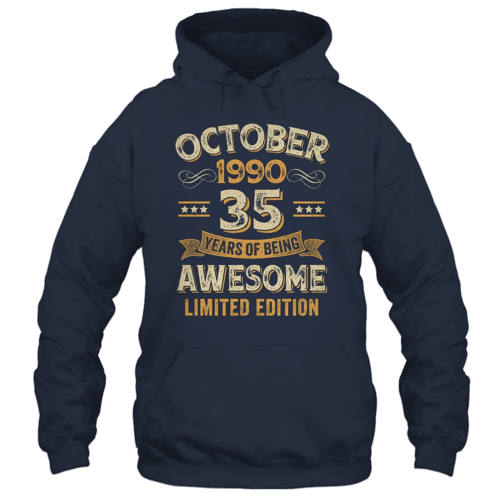 35 Years Awesome Vintage October 1990 35th Birthday Shirt & Hoodie | siriusteestore