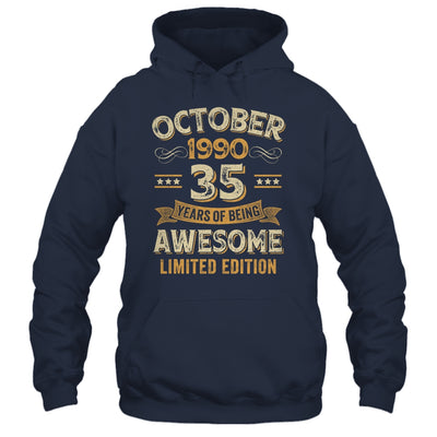 35 Years Awesome Vintage October 1990 35th Birthday Shirt & Hoodie | siriusteestore