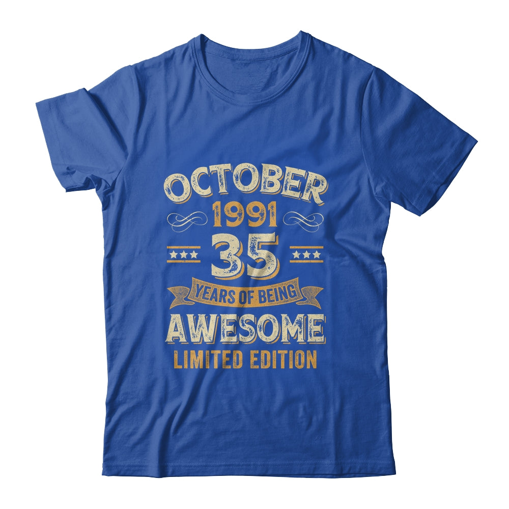 35 Years Awesome Vintage October 1991 35th Birthday Shirt & Hoodie | siriusteestore