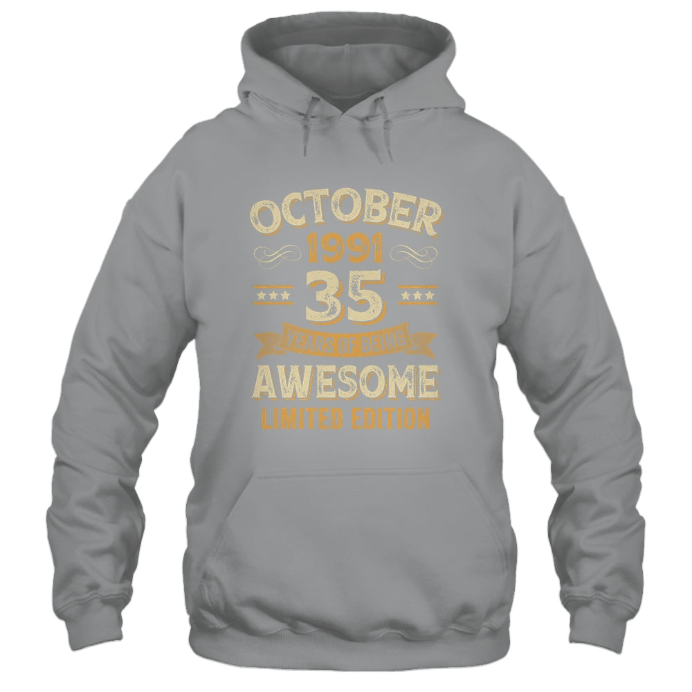35 Years Awesome Vintage October 1991 35th Birthday Shirt & Hoodie | siriusteestore