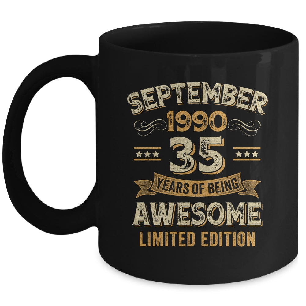 35 Years Awesome Vintage September 1990 35th Birthday Mug | siriusteestore