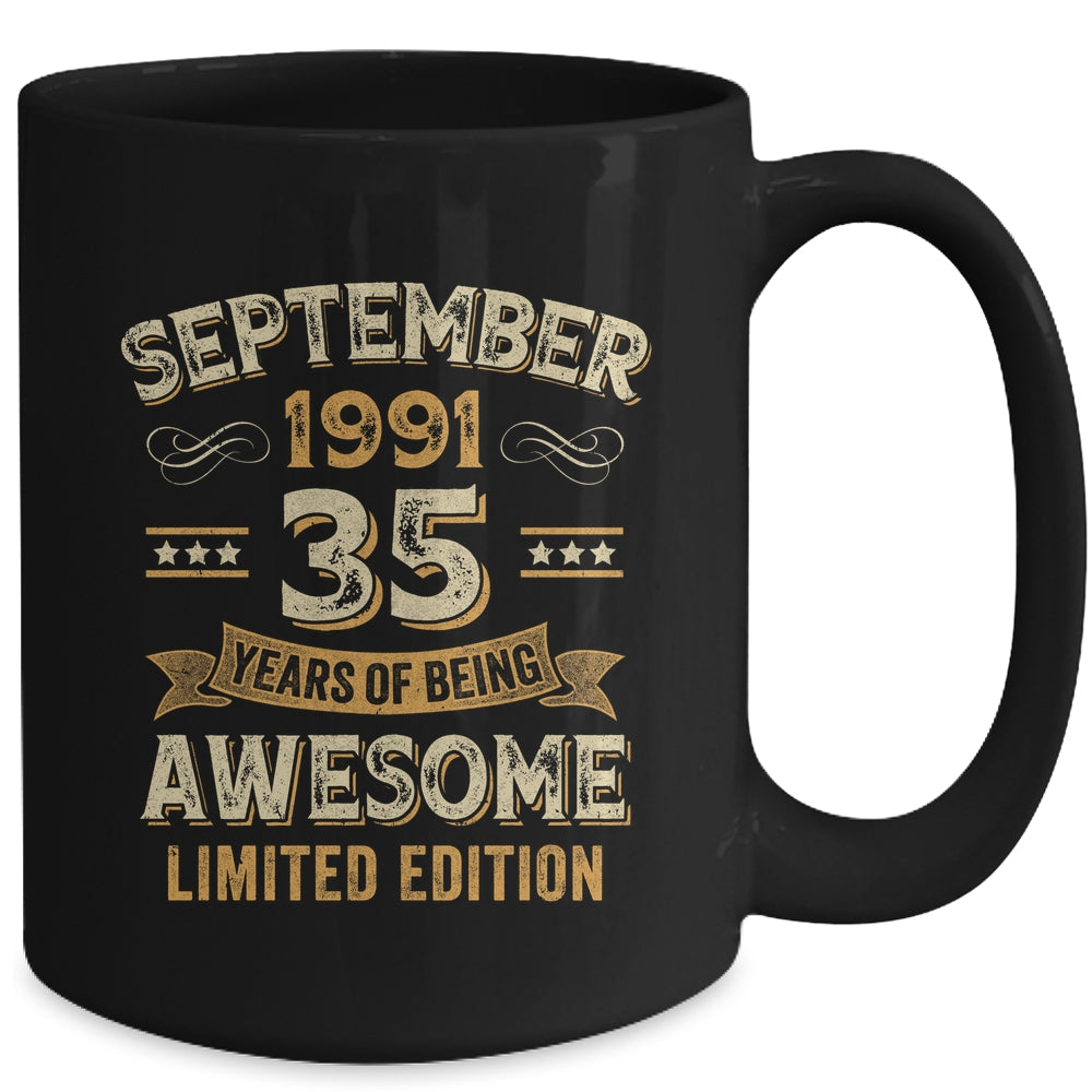 35 Years Awesome Vintage September 1991 35th Birthday Mug | siriusteestore