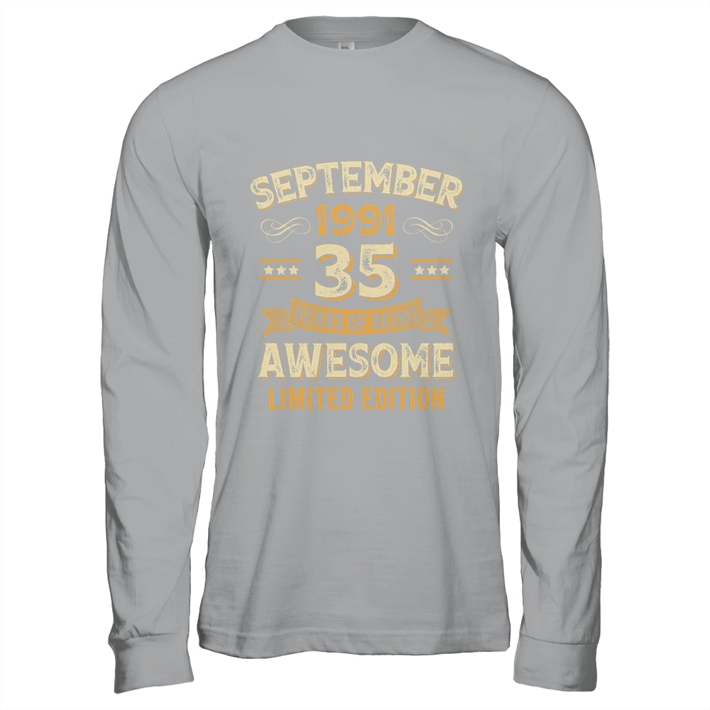 35 Years Awesome Vintage September 1991 35th Birthday Shirt & Hoodie | siriusteestore
