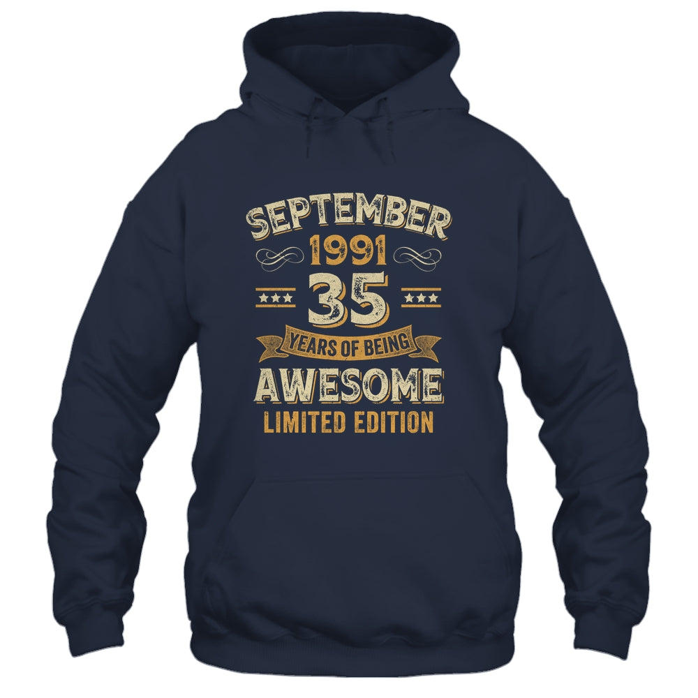 35 Years Awesome Vintage September 1991 35th Birthday Shirt & Hoodie | siriusteestore