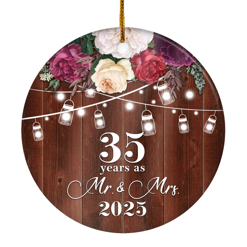 35th Anniversary Wedding Ornament 35 Years As Mr and Mrs For Couples Christmas Husband Wife Married Wedding Gift Holiday Decoration Christmas Tree Ornament | siriusteestore