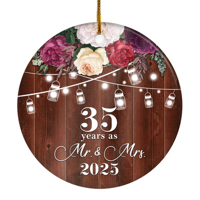 35th Anniversary Wedding Ornament 35 Years As Mr and Mrs For Couples Christmas Husband Wife Married Wedding Gift Holiday Decoration Christmas Tree Ornament | siriusteestore