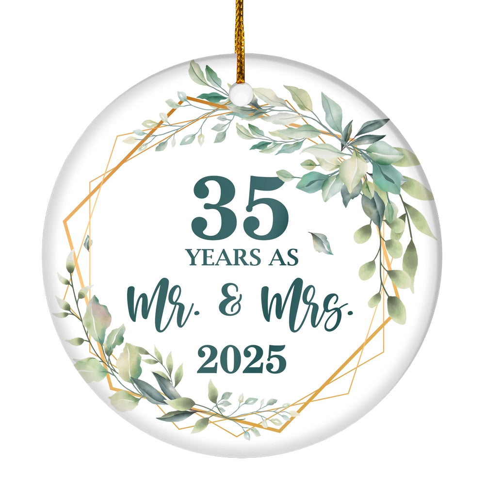 35th Anniversary Wedding Ornament Married 35 Years As Mr and Mrs For Couples Christmas Husband Wife Wedding Gift Holiday Decoration Christmas Tree Ornament | siriusteestore