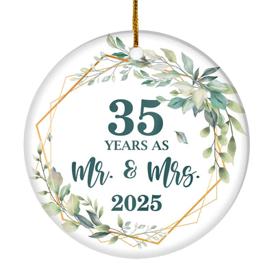 35th Anniversary Wedding Ornament Married 35 Years As Mr and Mrs For Couples Christmas Husband Wife Wedding Gift Holiday Decoration Christmas Tree Ornament | siriusteestore