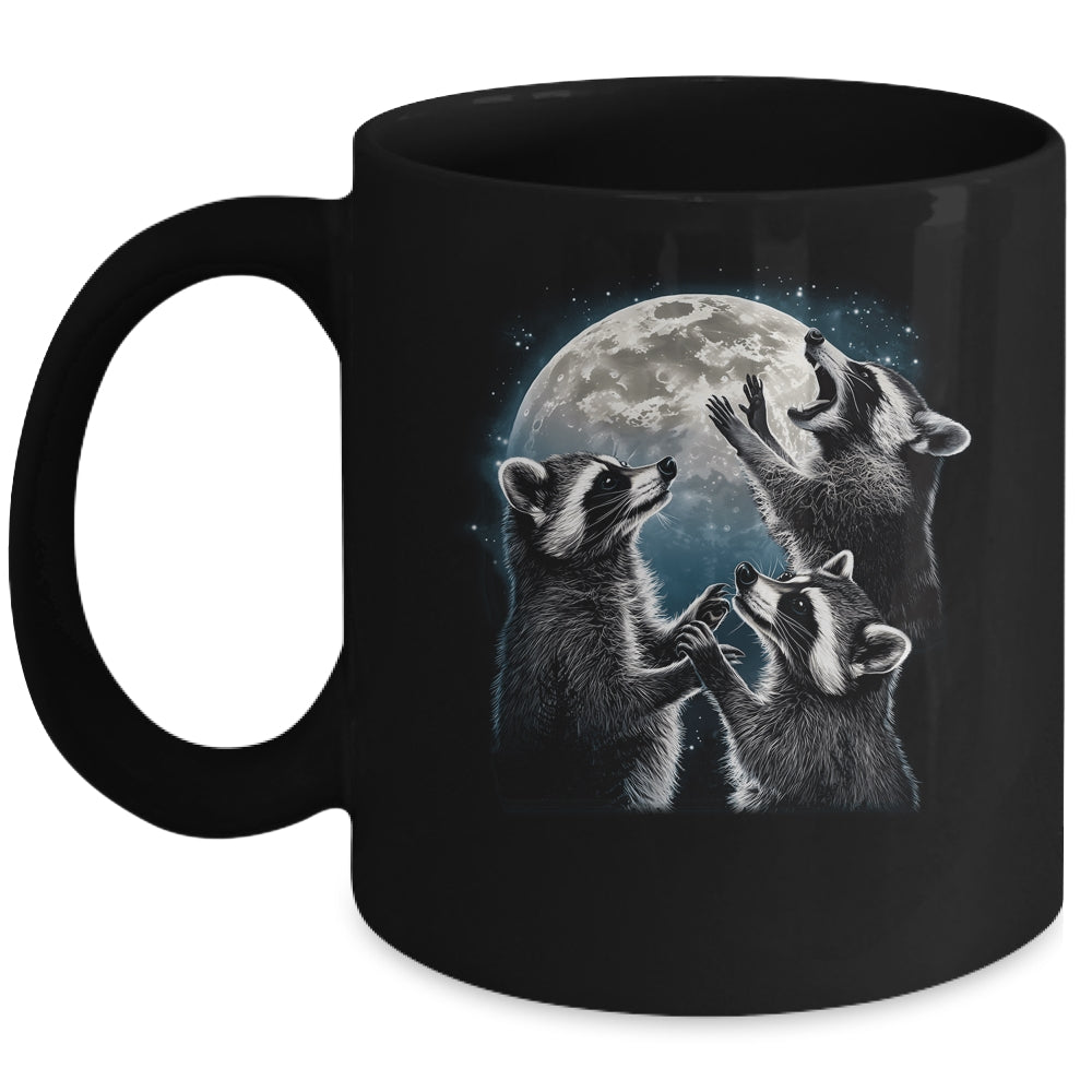 3 Racoon Moon Howling Racoon Head Funny Racoons Men Women Mug | siriusteestore