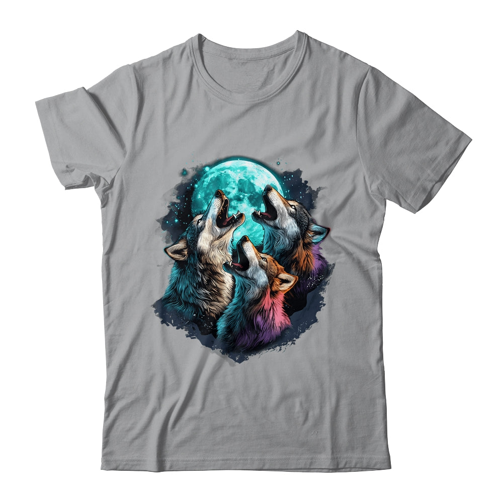 3 Wolf Moon Howling Wolf Head Funny Wolves For Men Women Shirt & Hoodie | siriusteestore