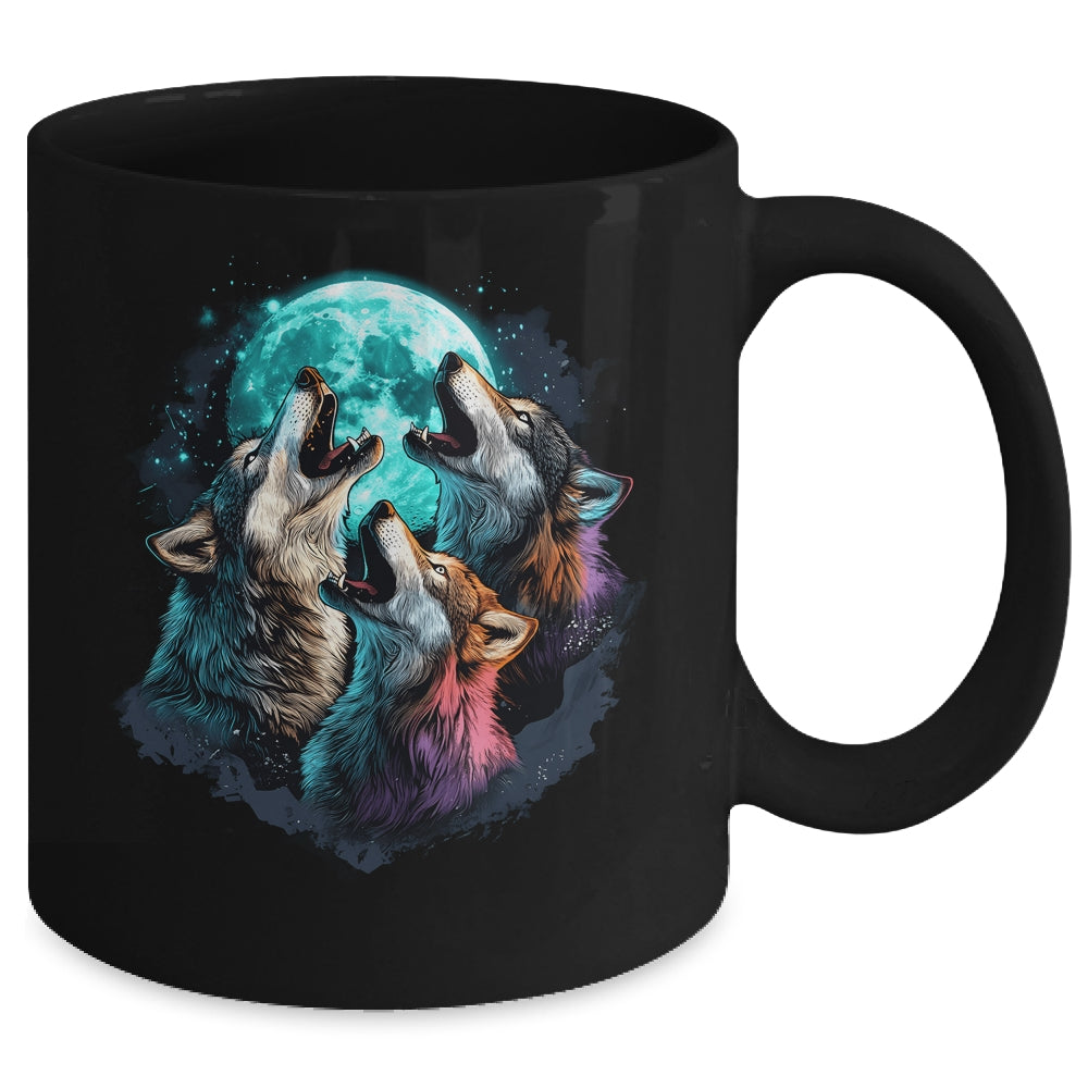 3 Wolf Moon Howling Wolf Head Funny Wolves For Men Women Mug | siriusteestore