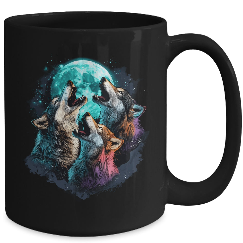3 Wolf Moon Howling Wolf Head Funny Wolves For Men Women Mug | siriusteestore