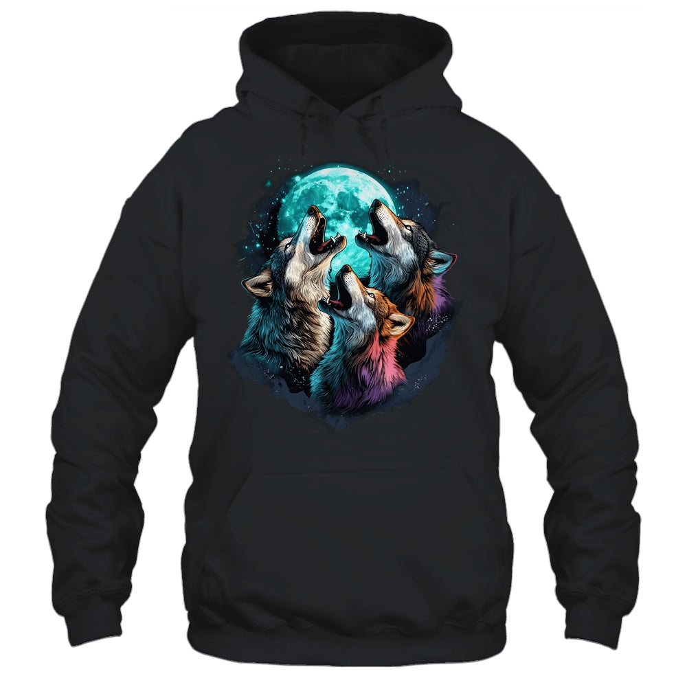 3 Wolf Moon Howling Wolf Head Funny Wolves For Men Women Shirt & Hoodie | siriusteestore
