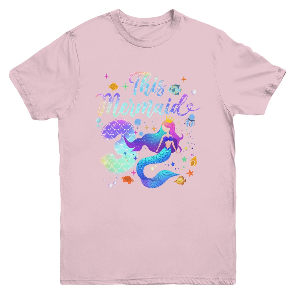 3 Year Old This Mermaid Is 3rd Birthday Girl Daughter Party Youth Shirt | siriusteestore