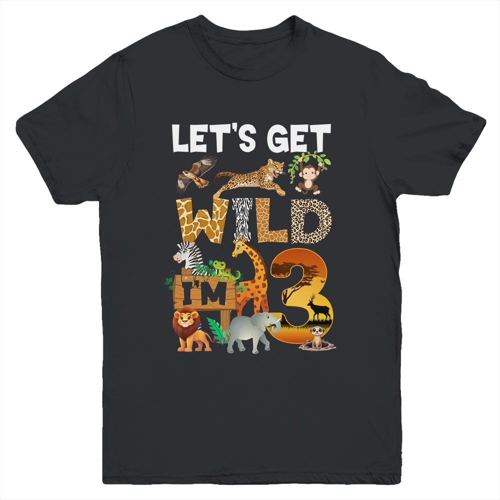 3 Year Old Zoo Birthday Safari Jungle Animal 3rd Bday Youth Shirt | siriusteestore