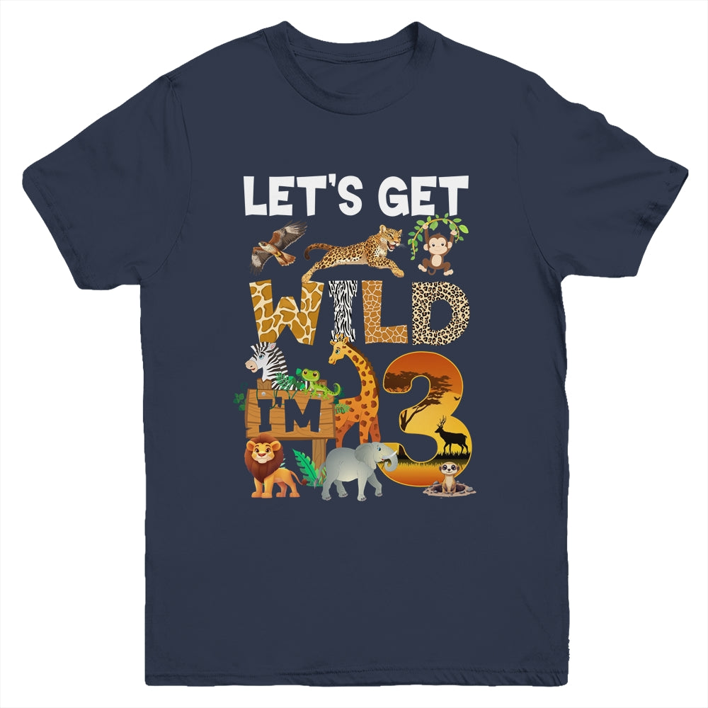 3 Year Old Zoo Birthday Safari Jungle Animal 3rd Bday Youth Shirt | siriusteestore