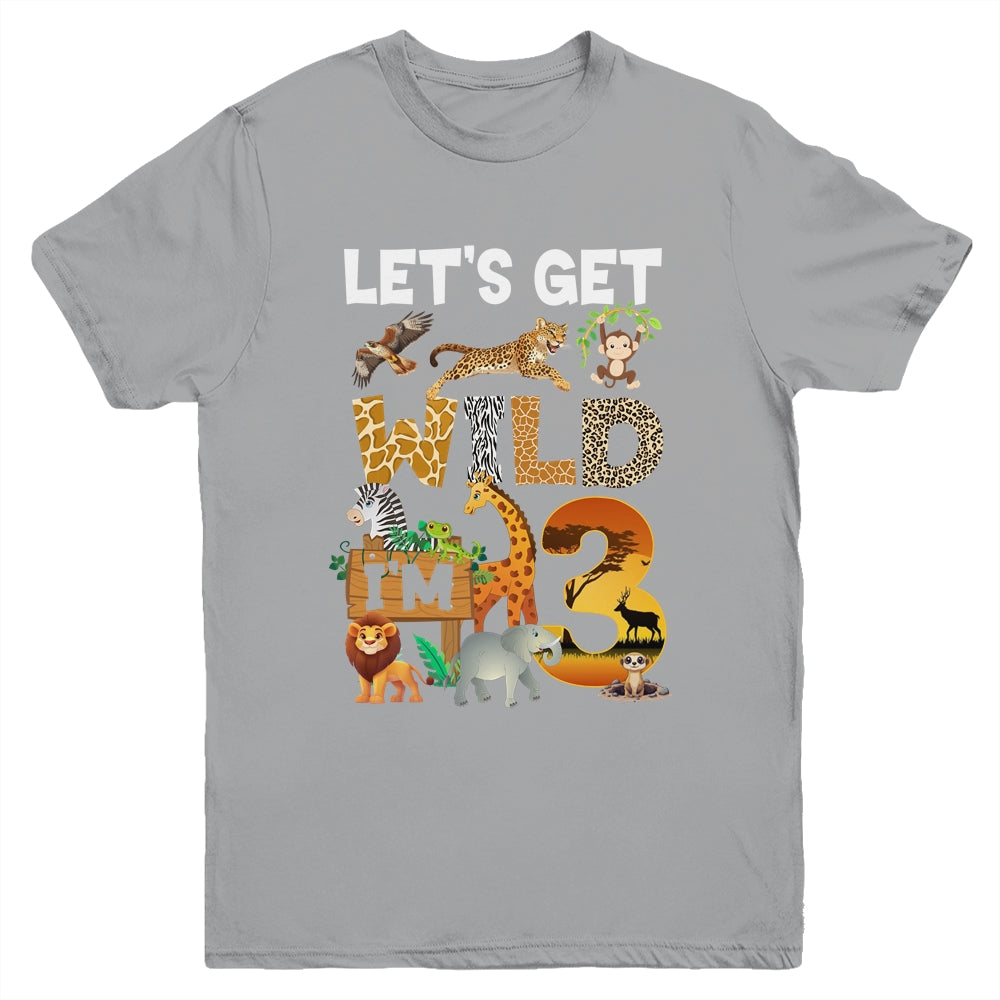 3 Year Old Zoo Birthday Safari Jungle Animal 3rd Bday Youth Shirt | siriusteestore