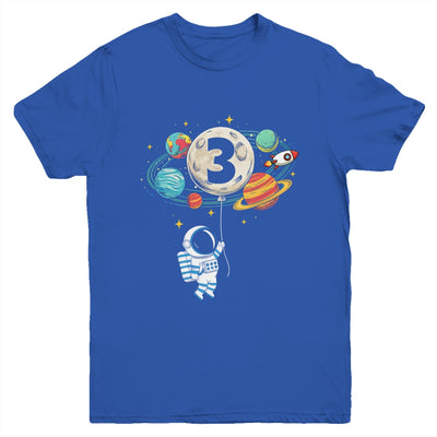 3 Years Old Birthday Boy Astronaut Space 3rd Birthday Youth Shirt | siriusteestore