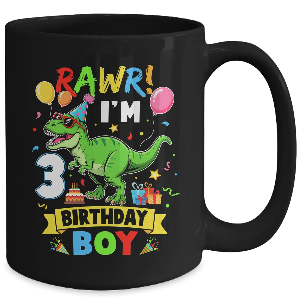 3 Years Old Boy 3rd Birthday Boy T Rex Dinosaur Mug | siriusteestore