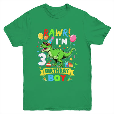3 Years Old Boy 3rd Birthday Boy T Rex Dinosaur Youth Shirt | siriusteestore
