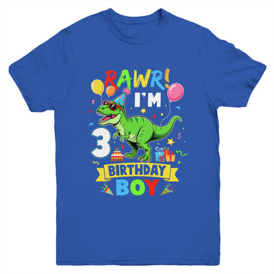 3 Years Old Boy 3rd Birthday Boy T Rex Dinosaur Youth Shirt | siriusteestore