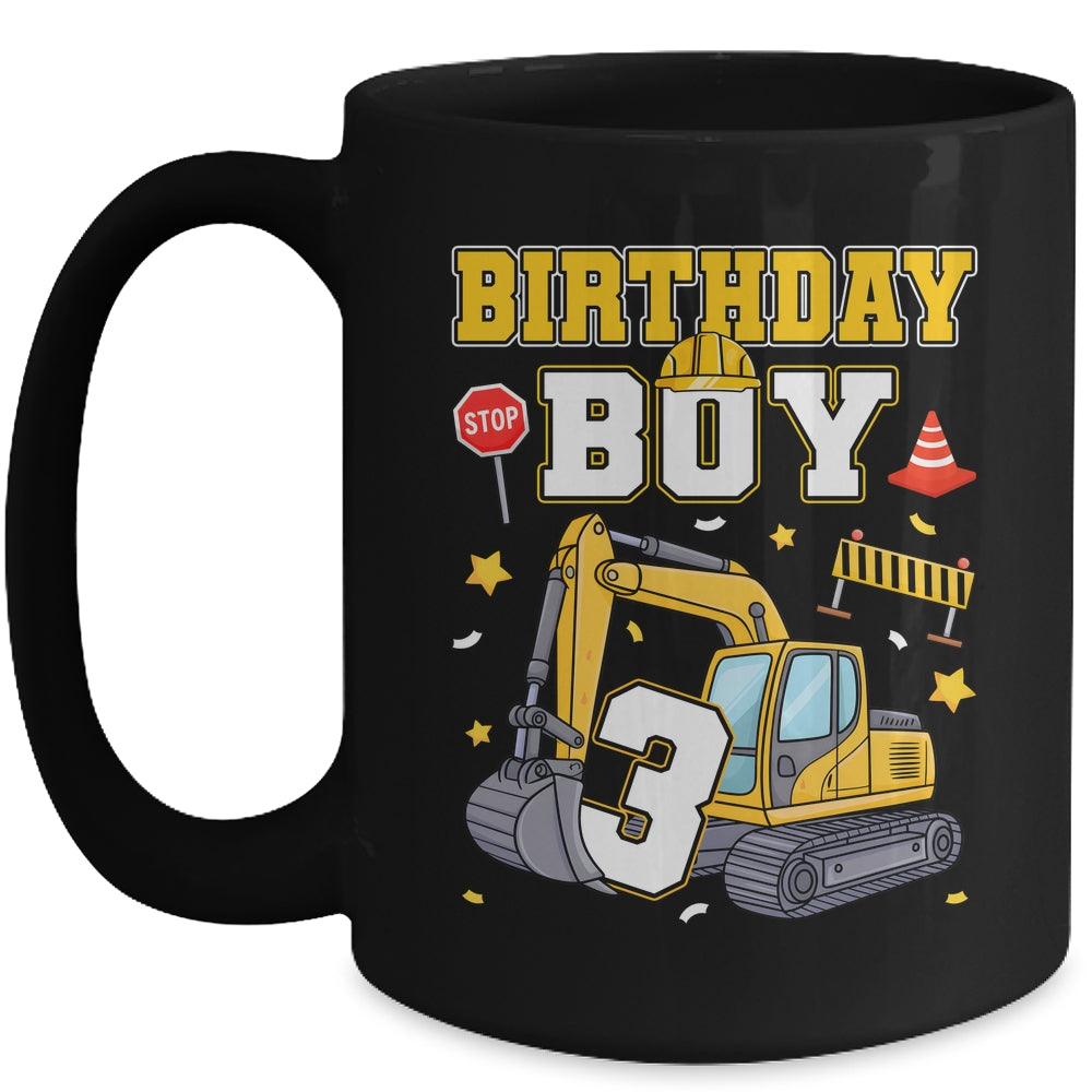 3rd Birthday Boy 3 Years Old Excavator Three Decorations Mug | siriusteestore