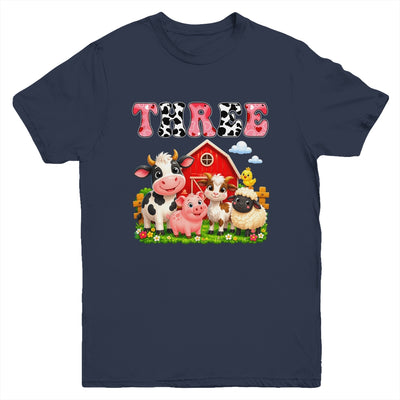 3rd Birthday Two Years Old Farm Theme Party Cow Birthday Youth Shirt | siriusteestore