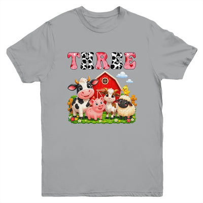 3rd Birthday Two Years Old Farm Theme Party Cow Birthday Youth Shirt | siriusteestore