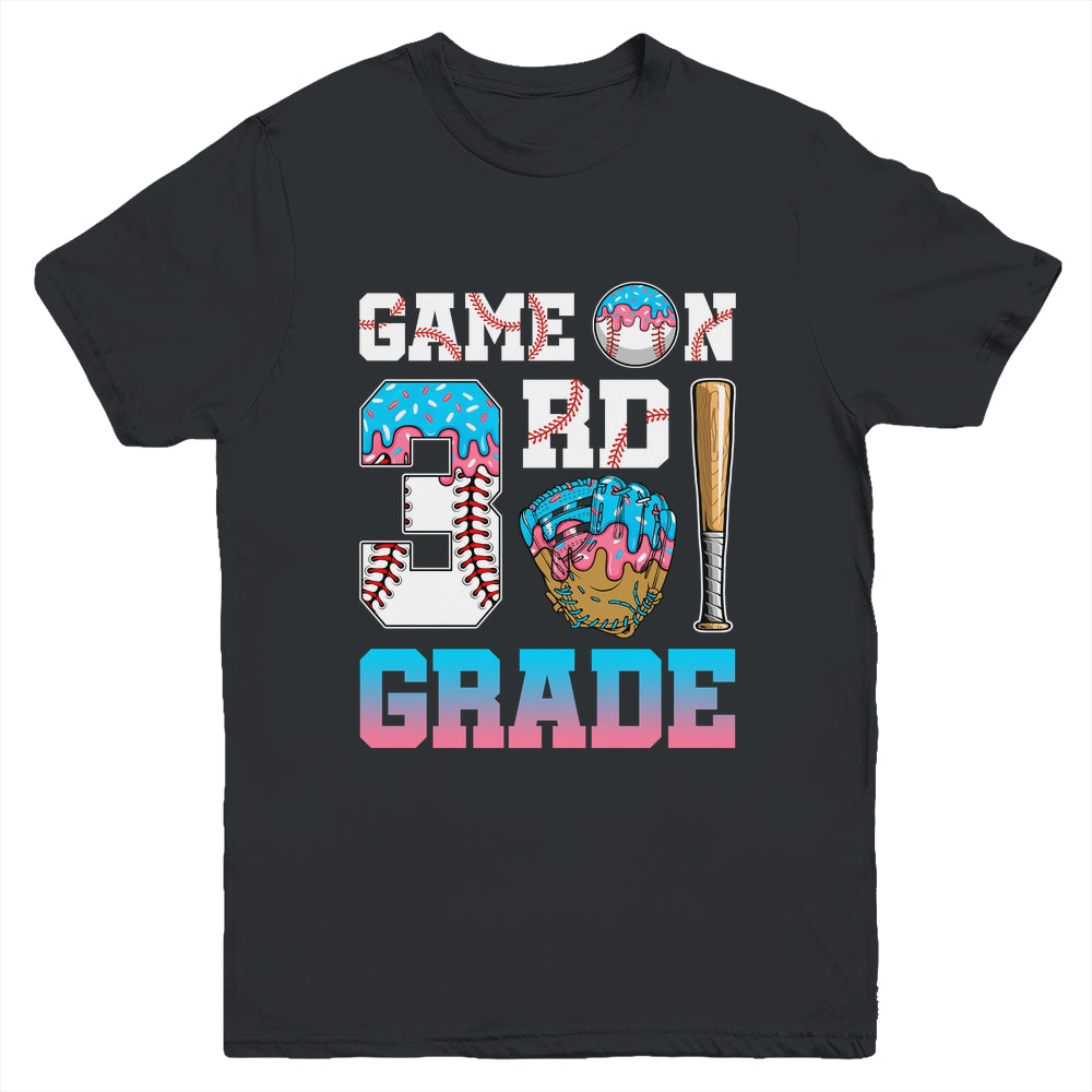 3rd Grade Back To School Baseball Drip Ice Cream Game On Youth Shirt | siriusteestore