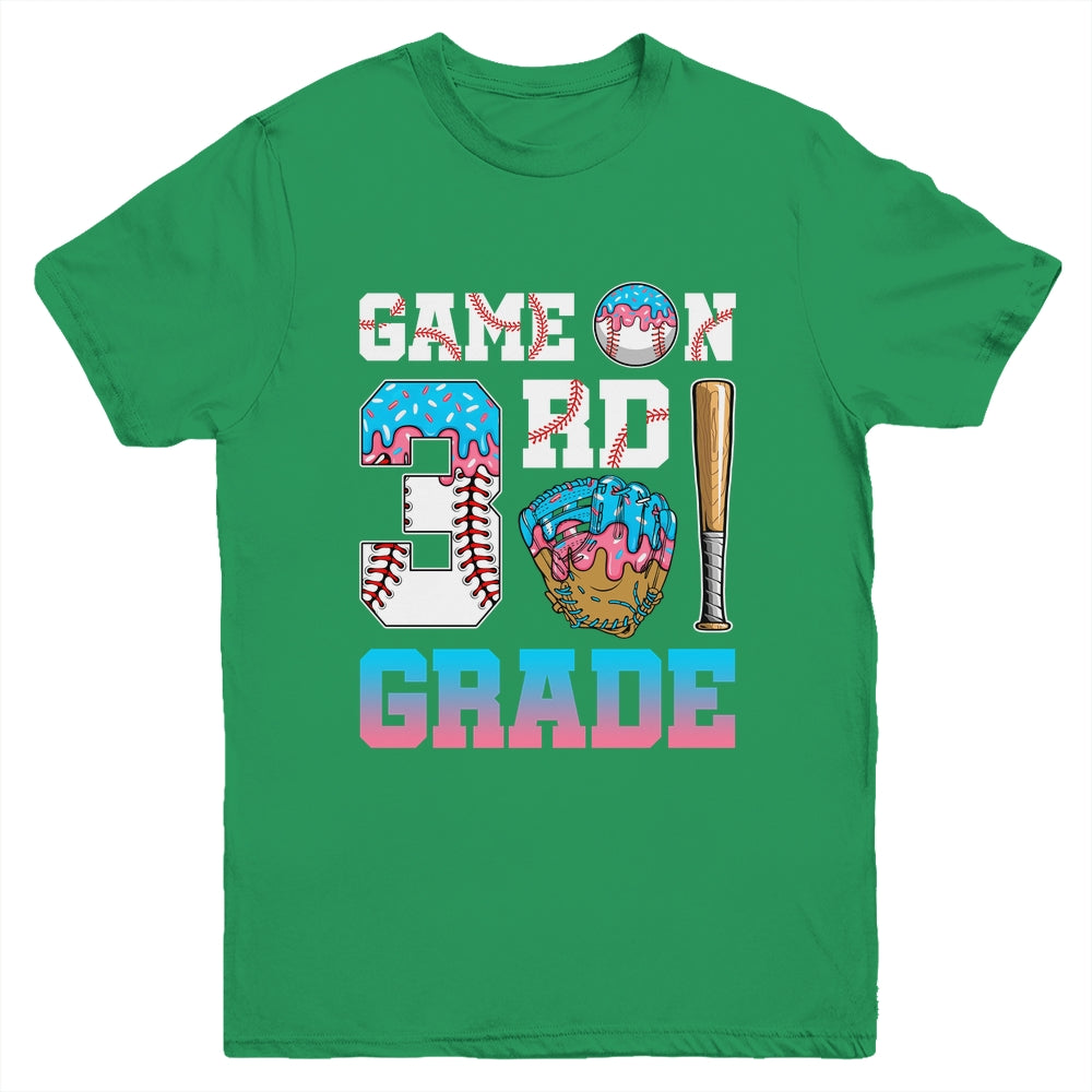 3rd Grade Back To School Baseball Drip Ice Cream Game On Youth Shirt | siriusteestore