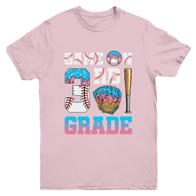 3rd Grade Back To School Baseball Drip Ice Cream Game On Youth Shirt | siriusteestore