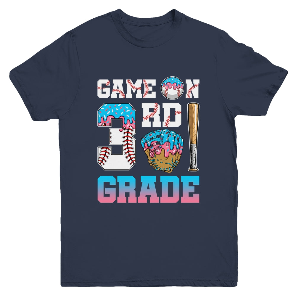 3rd Grade Back To School Baseball Drip Ice Cream Game On Youth Shirt | siriusteestore