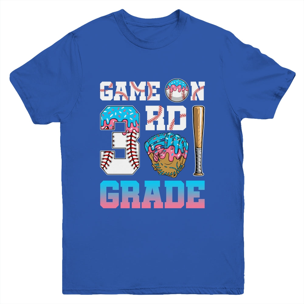 3rd Grade Back To School Baseball Drip Ice Cream Game On Youth Shirt | siriusteestore