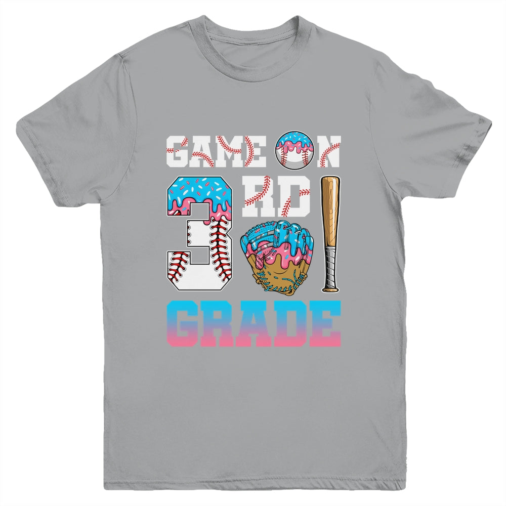 3rd Grade Back To School Baseball Drip Ice Cream Game On Youth Shirt | siriusteestore