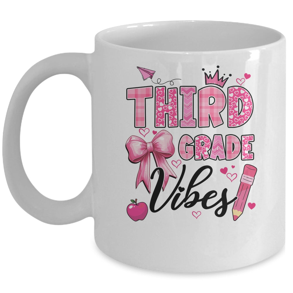 3rd Third Grade Vibes Back To School Coquette Teacher Girl Mug | siriusteestore