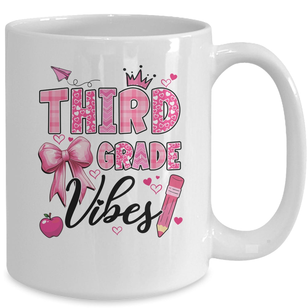 3rd Third Grade Vibes Back To School Coquette Teacher Girl Mug | siriusteestore