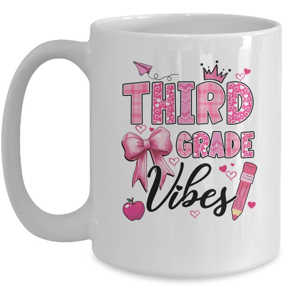 3rd Third Grade Vibes Back To School Coquette Teacher Girl Mug | siriusteestore