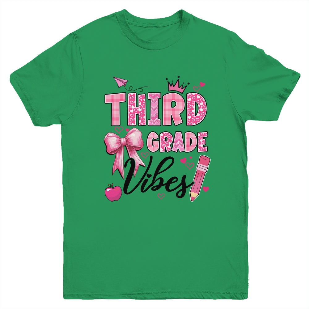 3rd Third Grade Vibes Back To School Coquette Teacher Girl Youth Shirt | siriusteestore