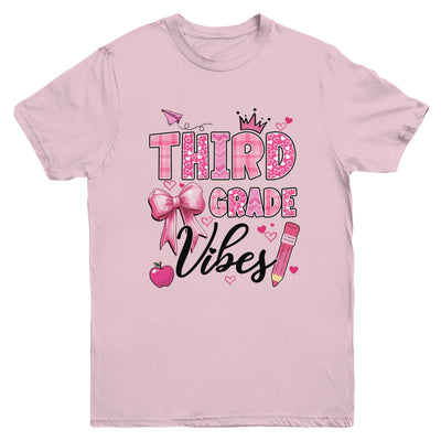 3rd Third Grade Vibes Back To School Coquette Teacher Girl Youth Shirt | siriusteestore