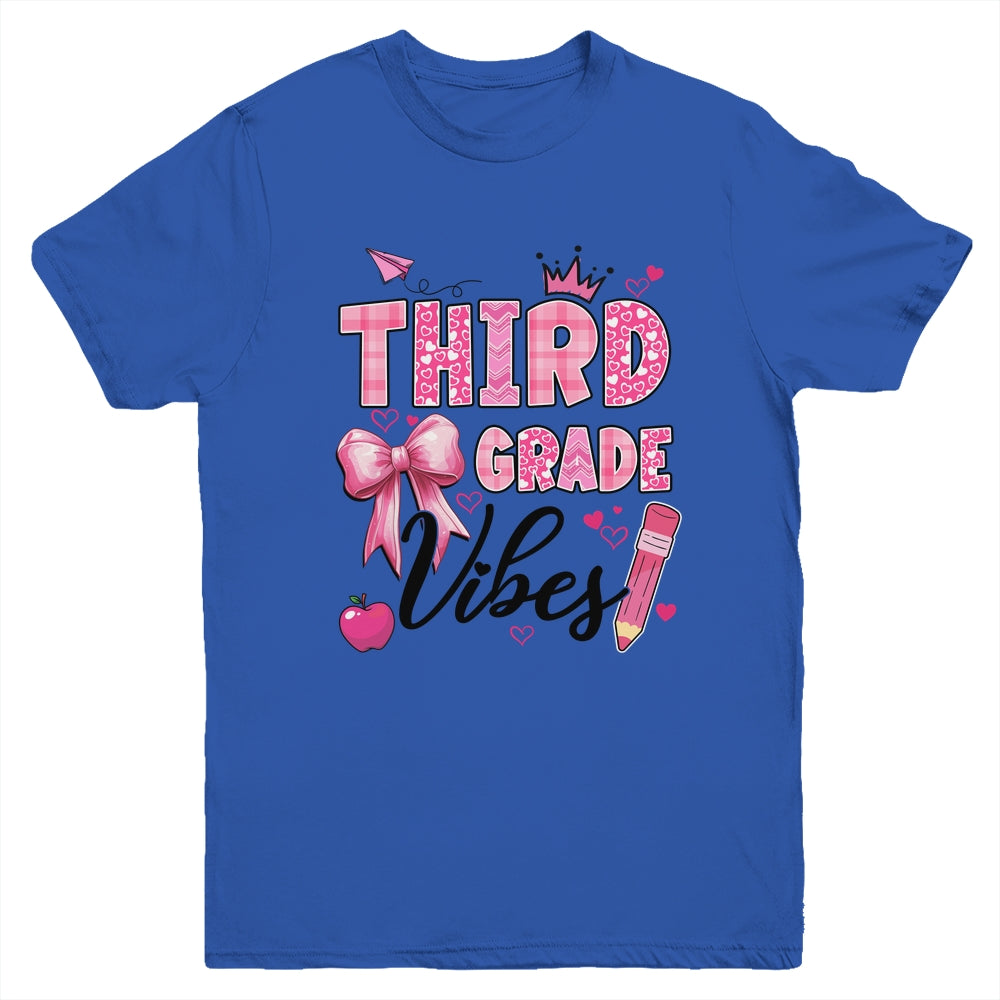 3rd Third Grade Vibes Back To School Coquette Teacher Girl Youth Shirt | siriusteestore